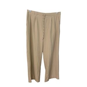 No Boundaries XL 16-18 Beige Striped Front Tie Wide Leg Pants Career 35x29.5